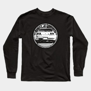 NISSAN SKYLINE GT-R R33 Black 'N White 4 (Black Version) Long Sleeve T-Shirt